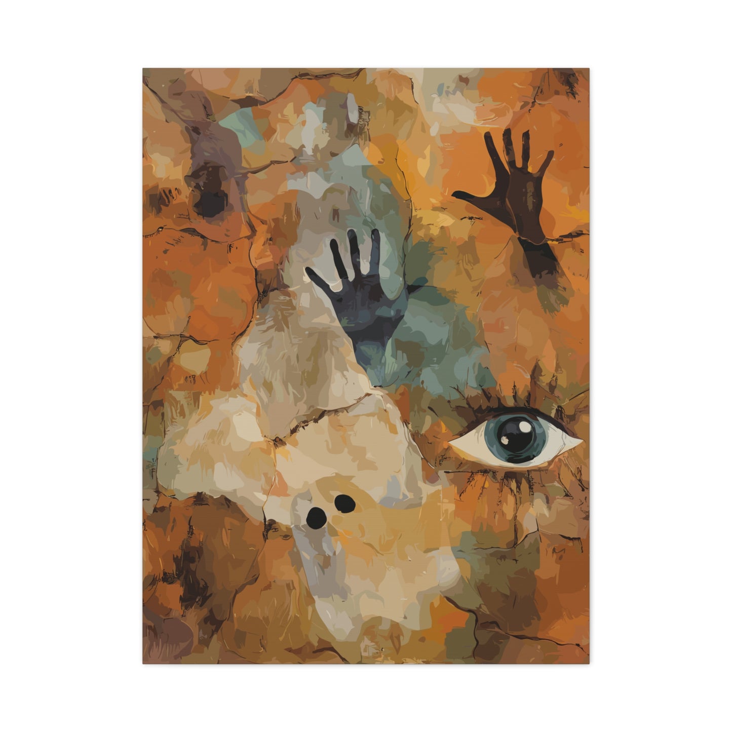 Abstract Eye & Hands Canvas Art - Emotional Wall Decor