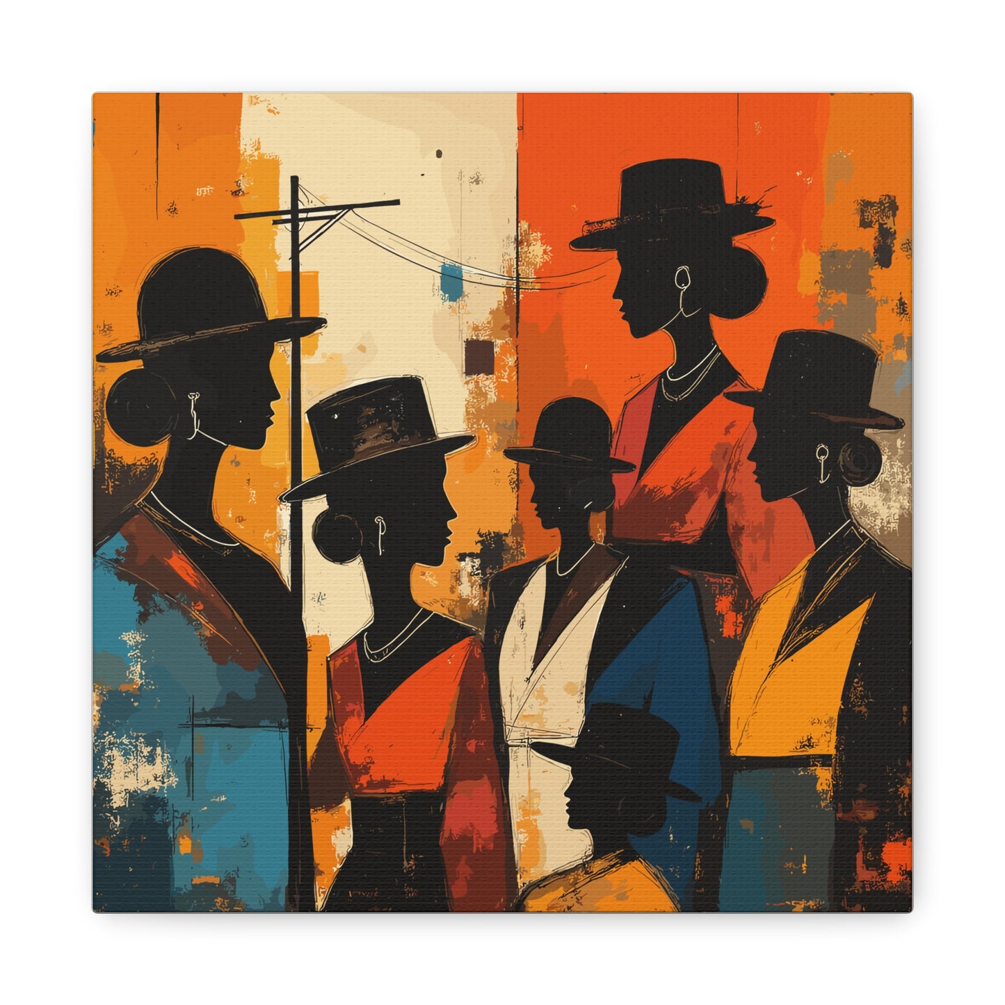 Canvas Artwork, Elegant Women in Hats After Church, Home Decor, Wall Art, Religious, Black Women, Matte Stretched Canvas Print