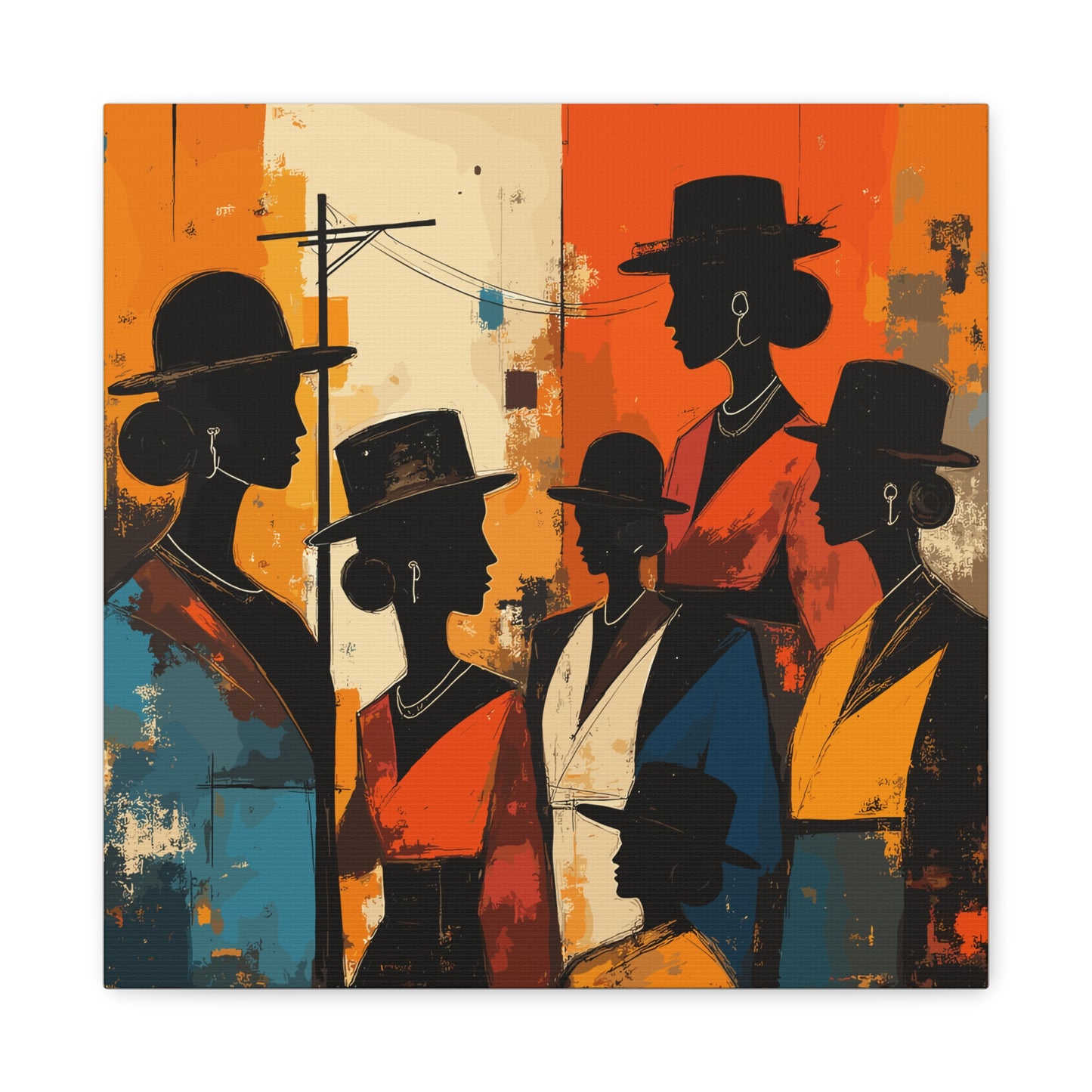 Canvas Artwork, Elegant Women in Hats After Church, Home Decor, Wall Art, Religious, Black Women, Matte Stretched Canvas Print
