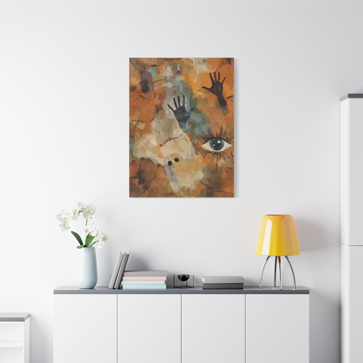 Abstract Eye & Hands Canvas Art - Emotional Wall Decor