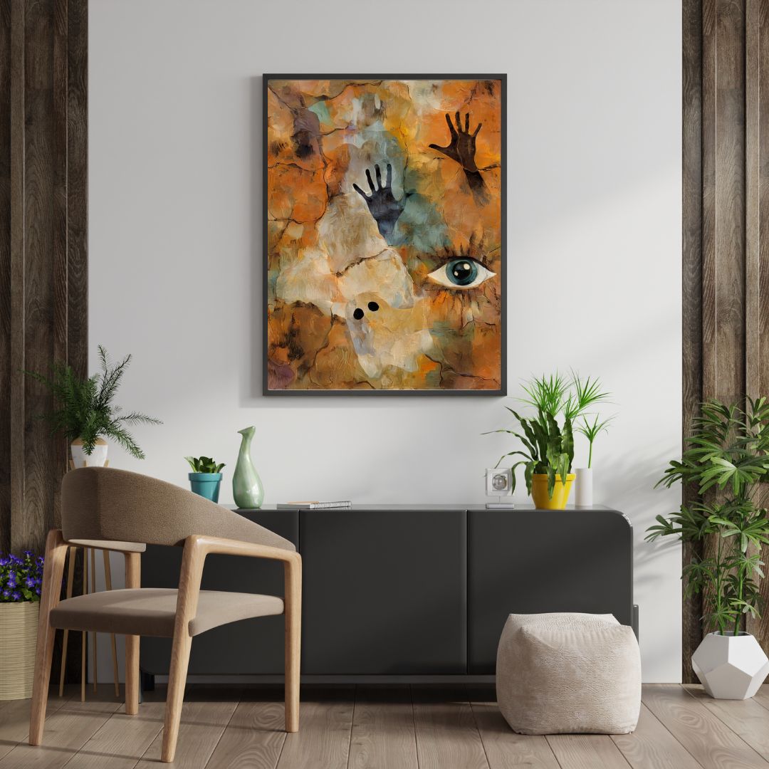 Abstract Eye & Hands Canvas Art - Emotional Wall Decor