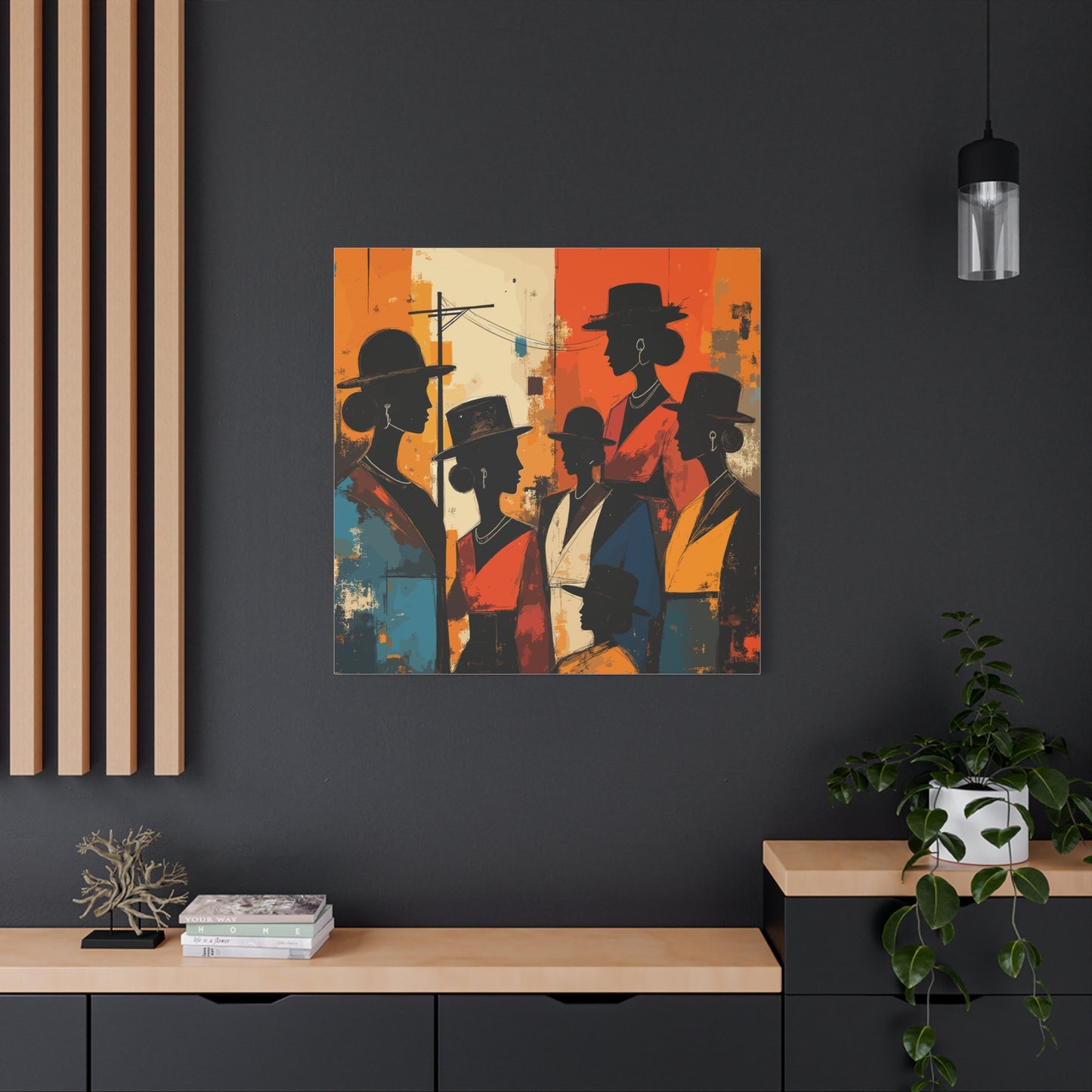 Canvas Artwork, Elegant Women in Hats After Church, Home Decor, Wall Art, Religious, Black Women, Matte Stretched Canvas Print