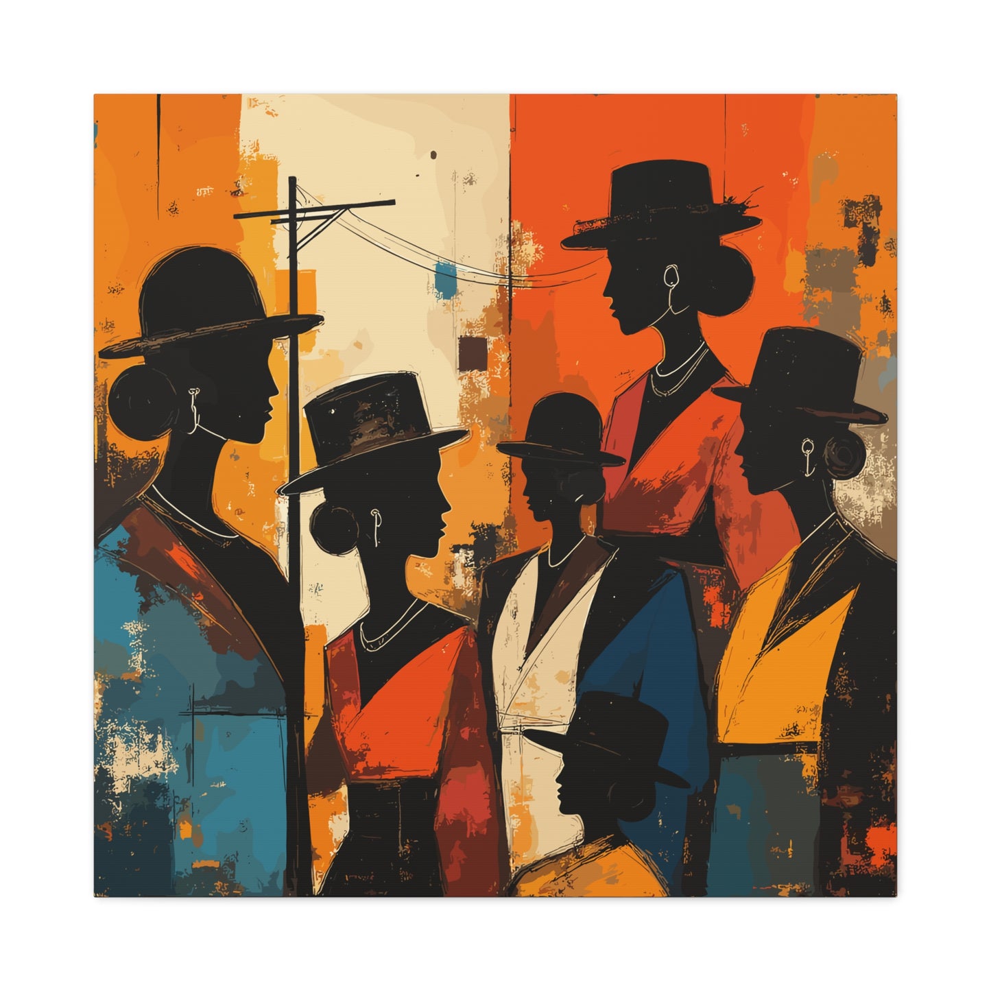 Canvas Artwork, Elegant Women in Hats After Church, Home Decor, Wall Art, Religious, Black Women, Matte Stretched Canvas Print