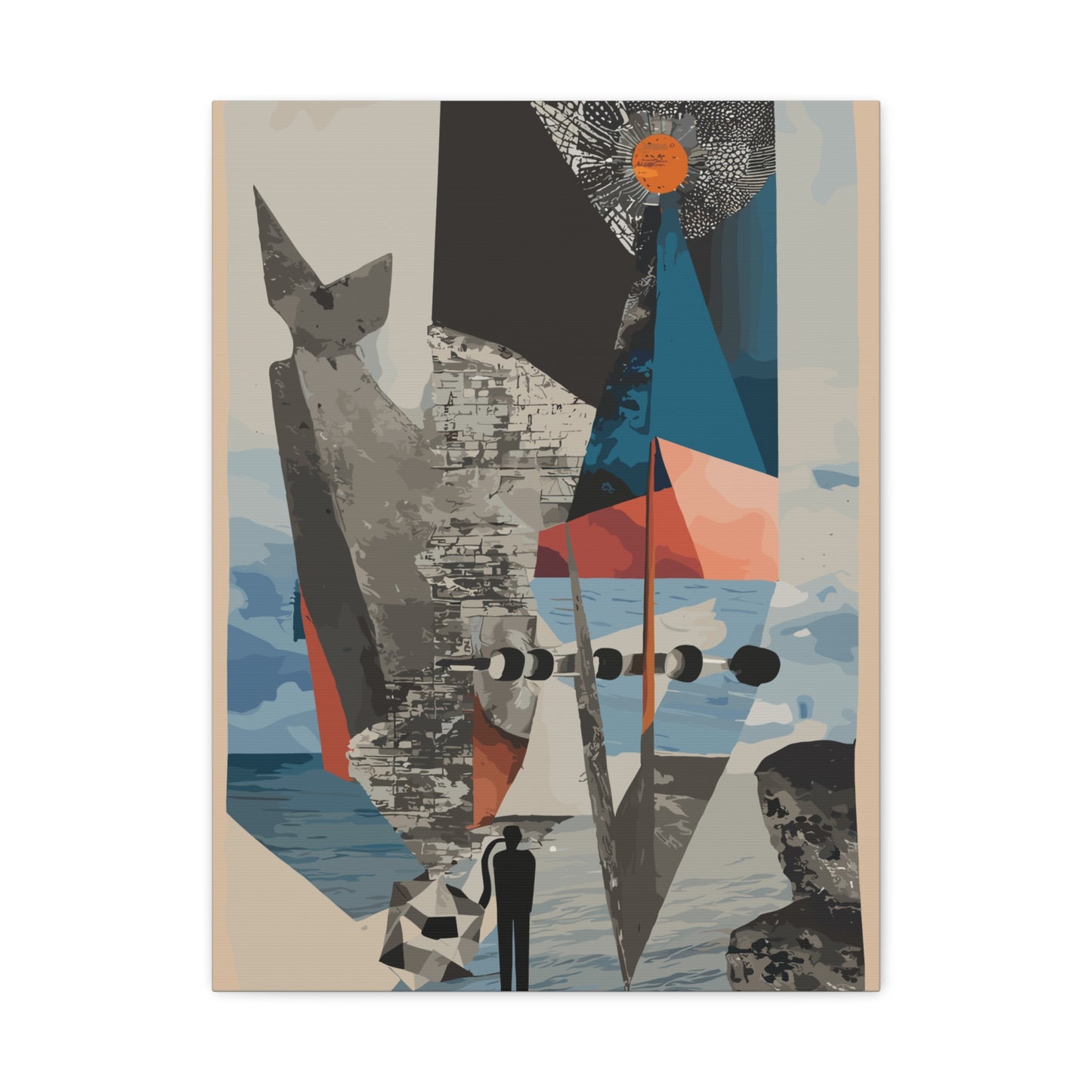 Abstract Coastal Wall Art Canvas Print - Modern Home Decor - High Resolution Vector Image