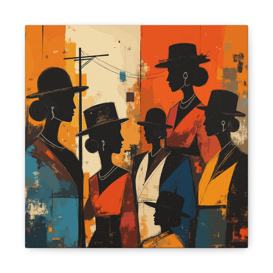 Canvas Artwork, Elegant Women in Hats After Church, Home Decor, Wall Art, Religious, Black Women, Matte Stretched Canvas Print