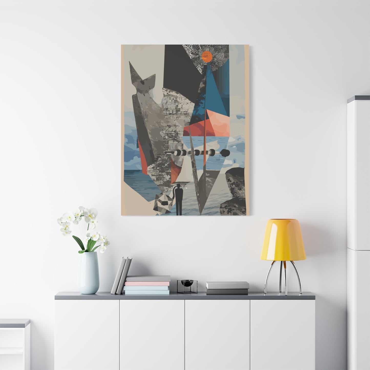 Abstract Coastal Wall Art Canvas Print - Modern Home Decor - High Resolution Vector Image