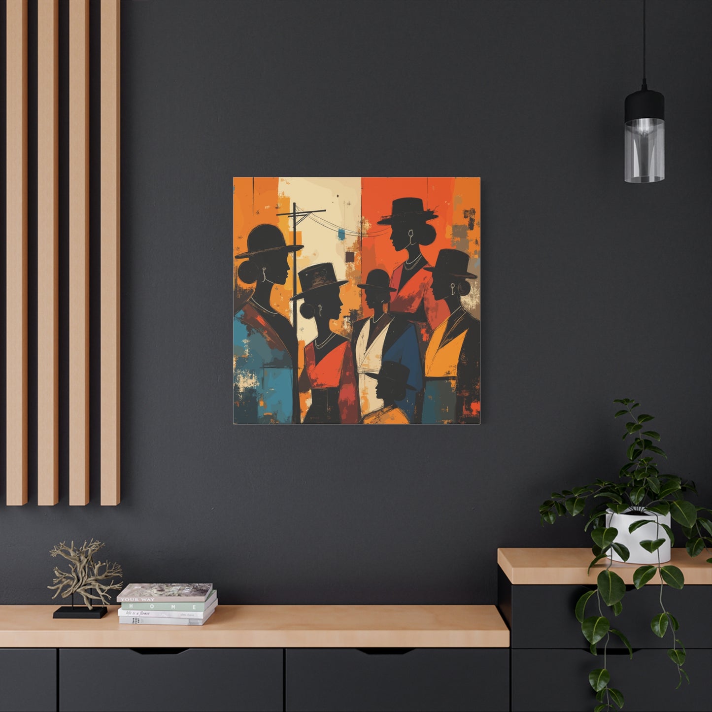 Canvas Artwork, Elegant Women in Hats After Church, Home Decor, Wall Art, Religious, Black Women, Matte Stretched Canvas Print