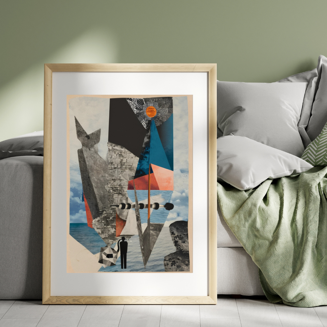 Abstract Coastal Wall Art Canvas Print - Modern Home Decor - High Resolution Vector Image