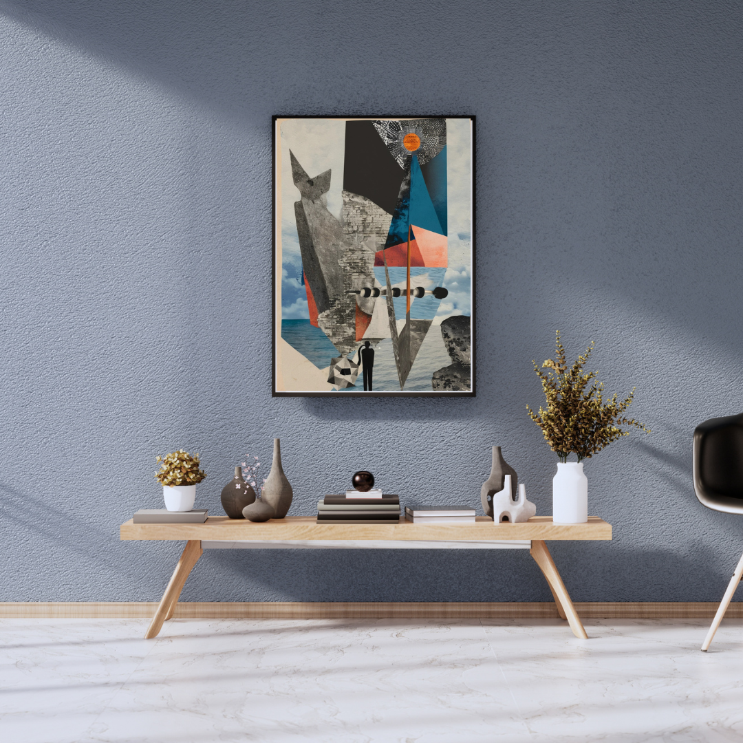 Abstract Coastal Wall Art Canvas Print - Modern Home Decor - High Resolution Vector Image