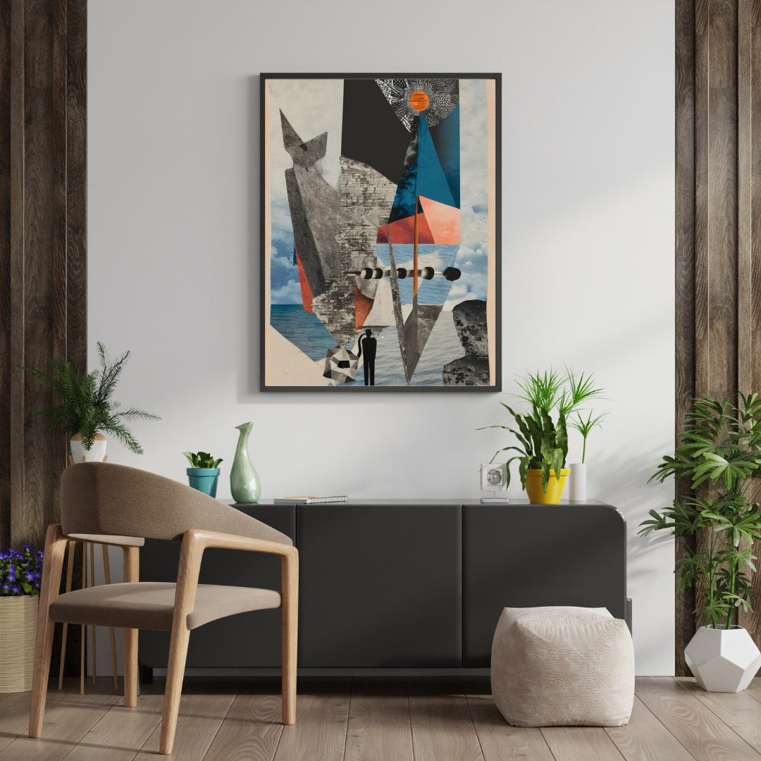 Abstract Coastal Wall Art Canvas Print - Modern Home Decor - High Resolution Vector Image
