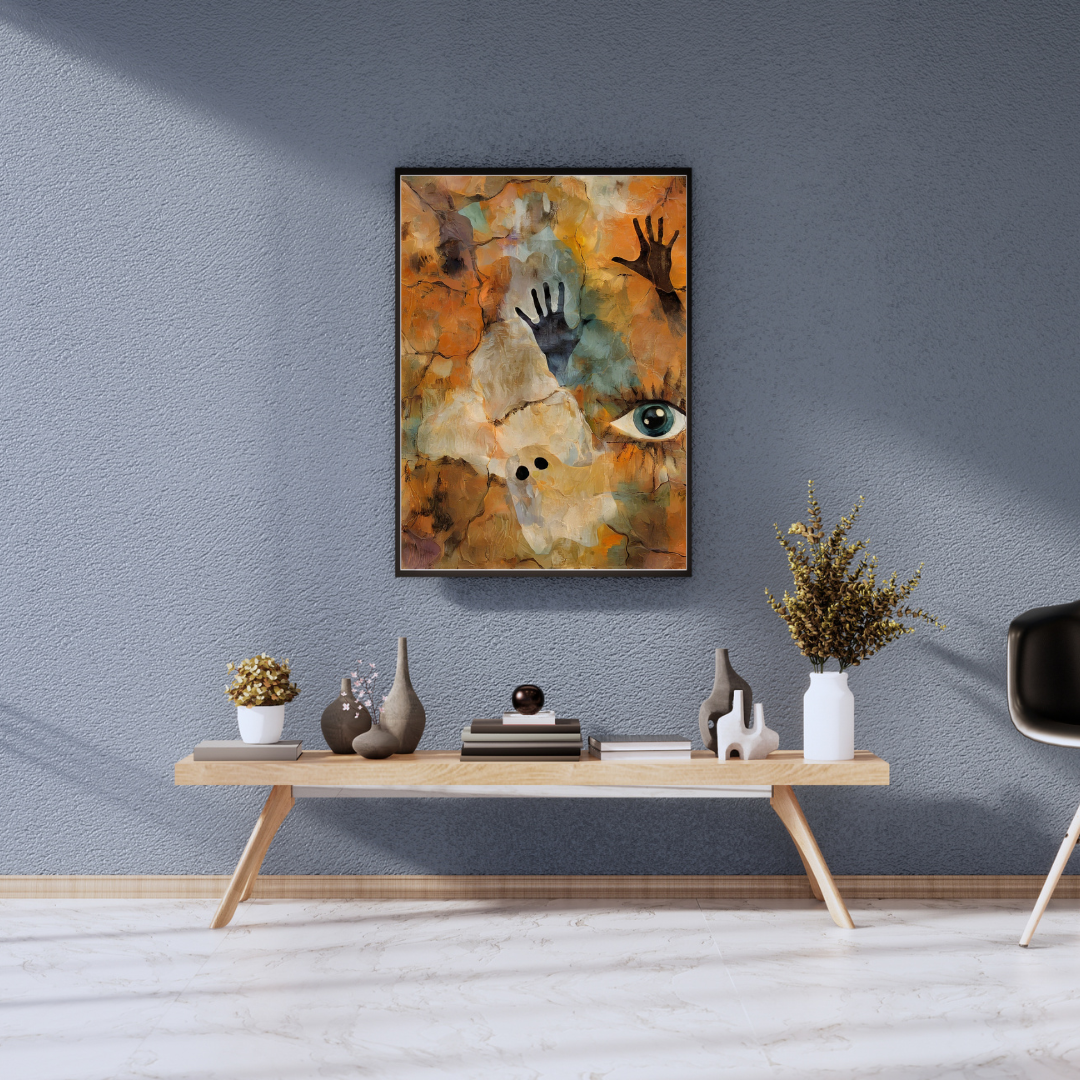 Abstract Eye & Hands Canvas Art - Emotional Wall Decor