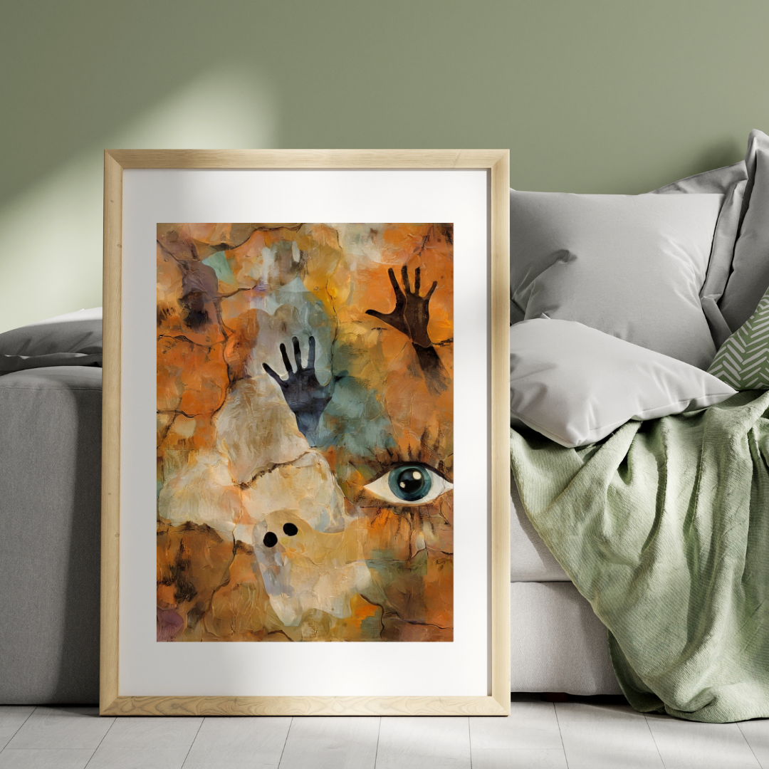 Abstract Eye & Hands Canvas Art - Emotional Wall Decor
